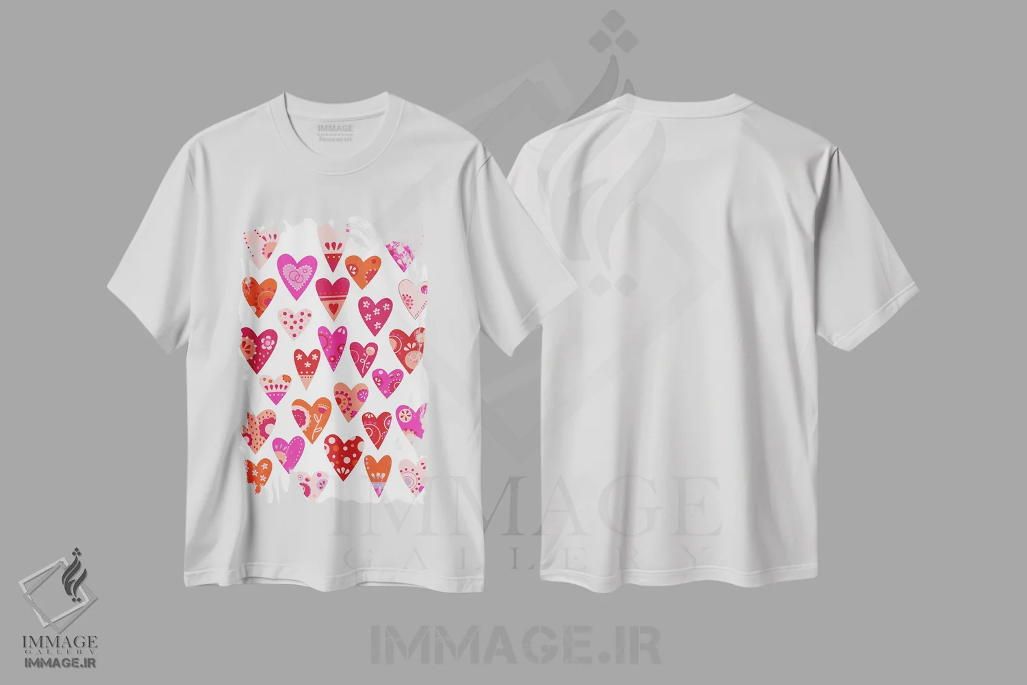 تیشرت سفید طرح دار قلب ها، هنر دیجیتال اثر نیک اسکویرل | فروشگاه ایماژ