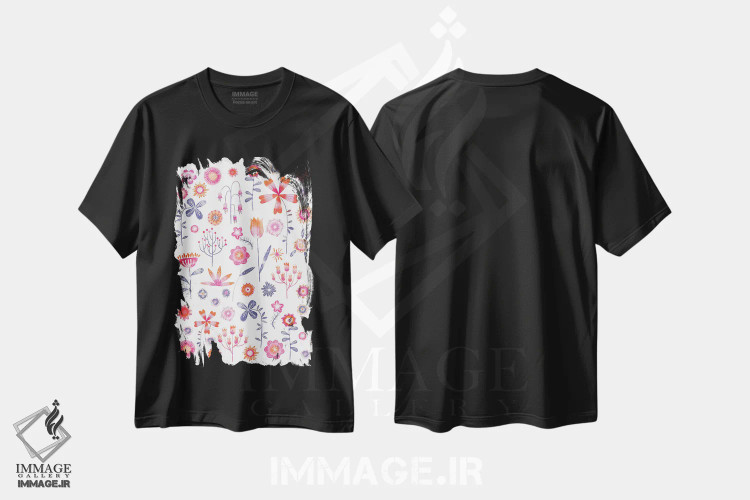 تیشرت مشکی طرح دار باغ فرانکی، هنر دیجیتال اثر نیک اسکویرل | فروشگاه ایماژ