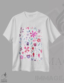 تیشرت سفید طرح دار گل های کنینگتون، هنر دیجیتال اثر نیک اسکویرل | فروشگاه ایماژ