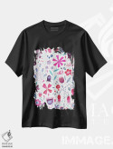 تیشرت مشکی طرح دار گل های کنینگتون، هنر دیجیتال اثر نیک اسکویرل | immage.ir