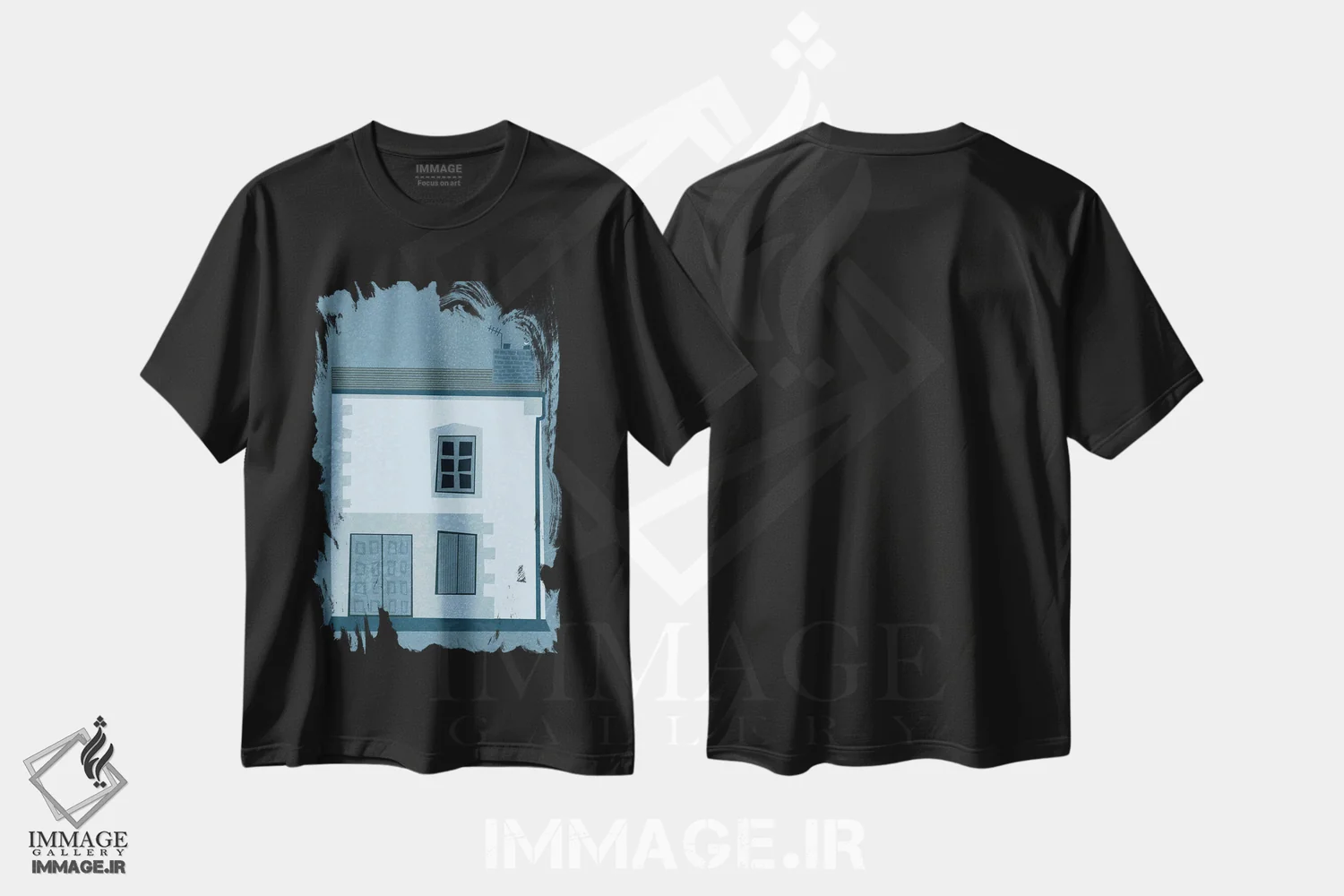 تیشرت مشکی طرح دار خانه و پرنده، هنر دیجیتال اثر نیک اسکویرل | immage.ir
