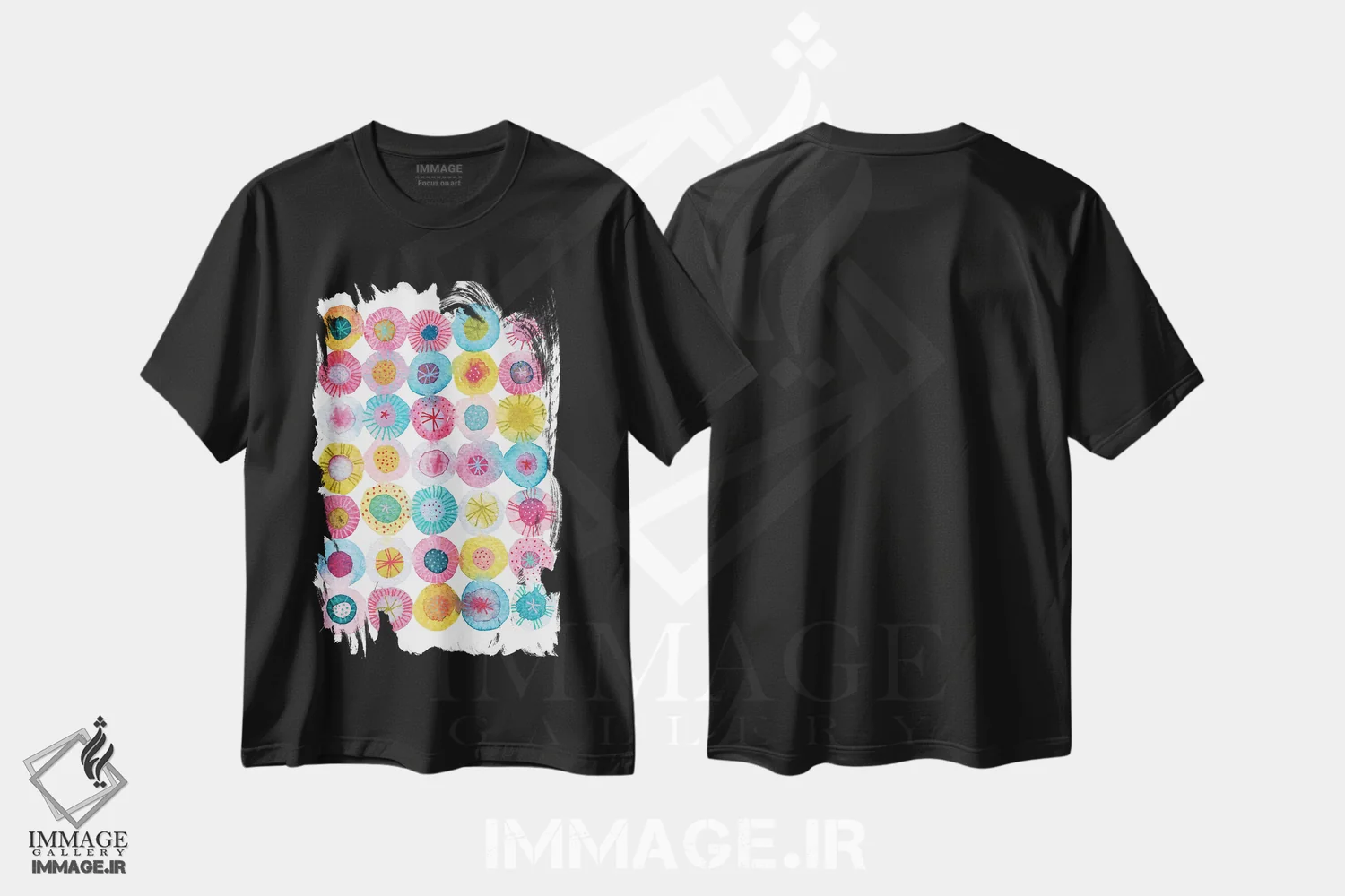 تیشرت مشکی طرح دار جشن، آبستره اثر نیک اسکویرل | فروشگاه ایماژ