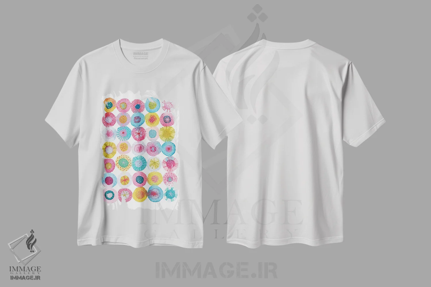 تیشرت سفید طرح دار جشن، آبستره اثر نیک اسکویرل | immage.ir