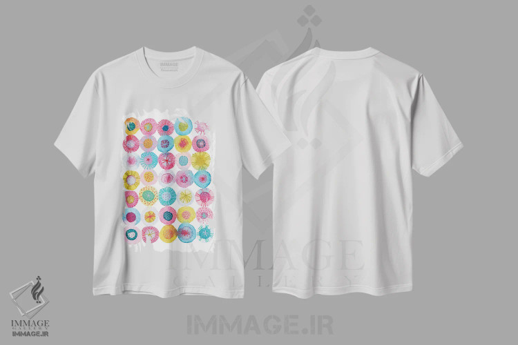 تیشرت سفید طرح دار جشن، آبستره اثر نیک اسکویرل | immage.ir