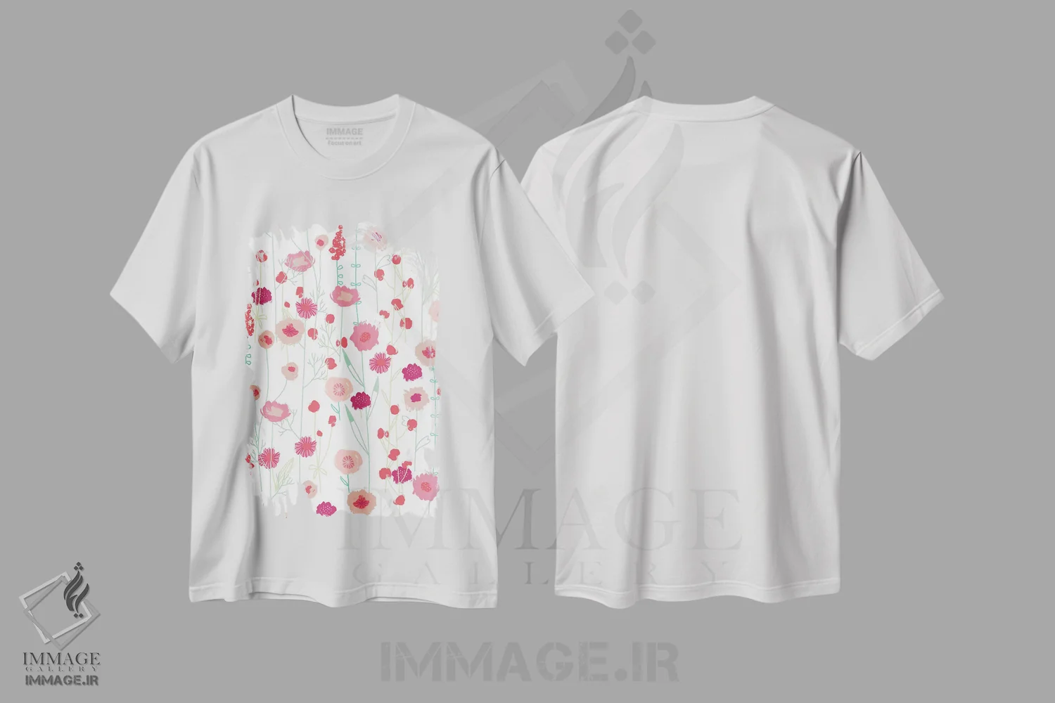 تیشرت سفید طرح دار مرغزار گل های پلیموث، هنر دیجیتال اثر نیک اسکویرل | immage.ir
