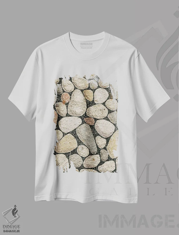 تیشرت سفید طرح دار صخره ها و سنگ ها، هنر دیجیتال اثر نیک اسکویرل | immage.ir