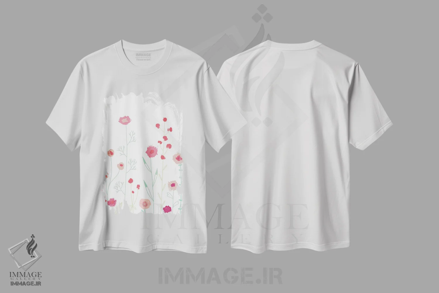 تیشرت سفید طرح دار گل های پلیموث، هنر دیجیتال اثر نیک اسکویرل | immage.ir