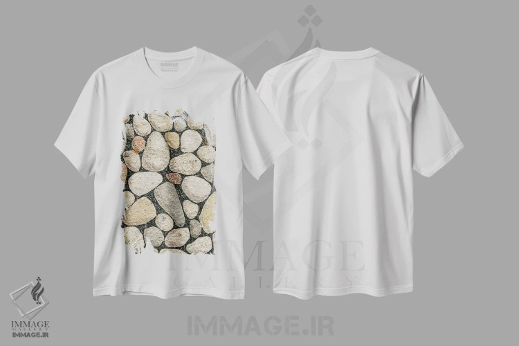 تیشرت سفید طرح دار صخره ها و سنگ ها، هنر دیجیتال اثر نیک اسکویرل | immage.ir