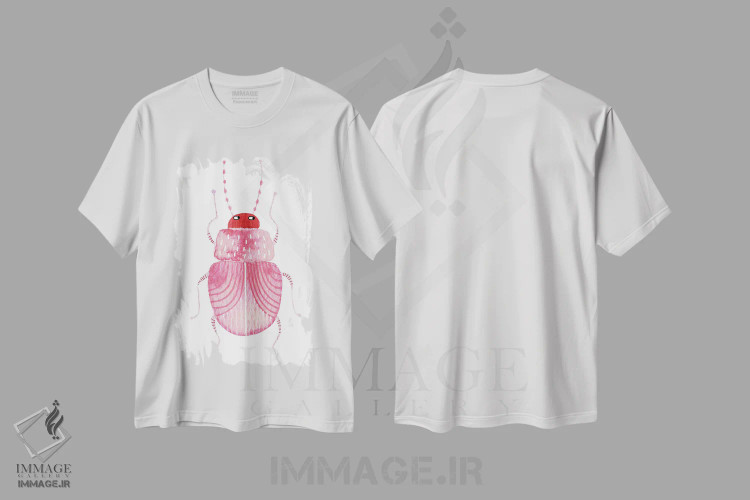 تیشرت سفید طرح دار سوسک طعنه زن، تزئینی اثر نیک اسکویرل | immage.ir