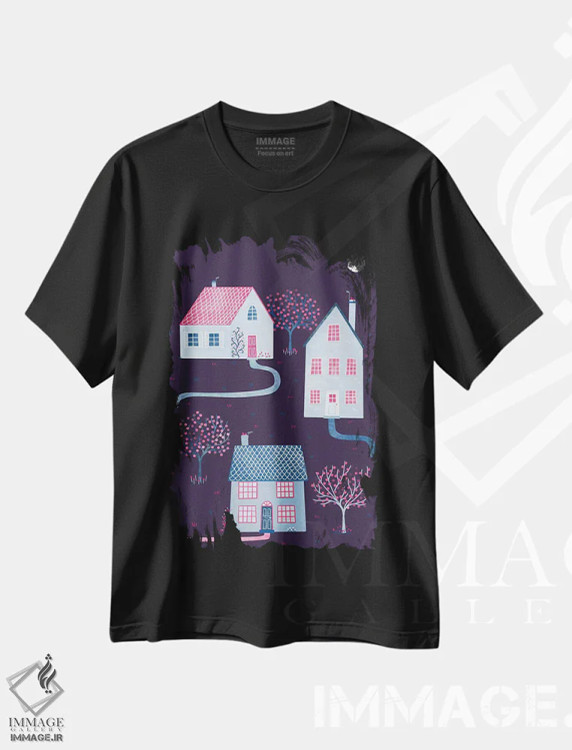 تیشرت مشکی طرح دار شب بهاری در تاونزویل، هنر دیجیتال اثر نیک اسکویرل | فروشگاه ایماژ