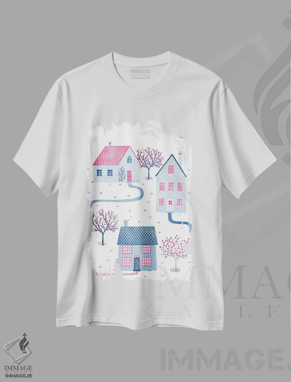 تیشرت سفید طرح دار بهار در تاونزویل، هنر دیجیتال اثر نیک اسکویرل | فروشگاه ایماژ