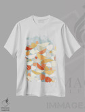 تیشرت سفید طرح دار بستر دریا نارنجی، آبستره اثر نیک اسکویرل | immage.ir