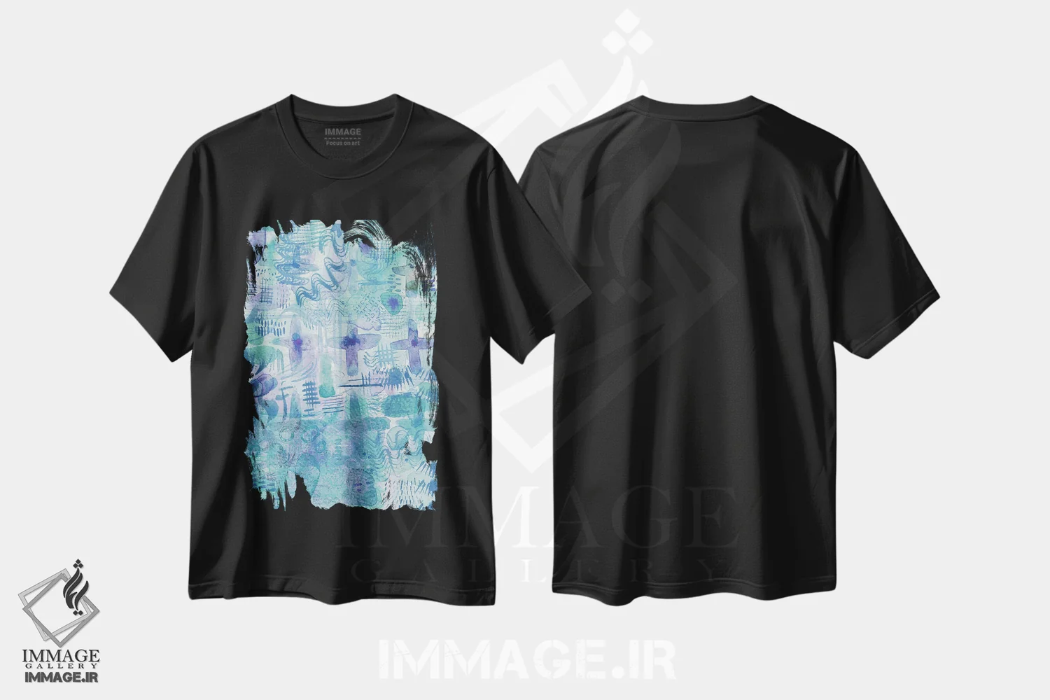 تیشرت مشکی طرح دار شناور بودن، آبستره اثر نیک اسکویرل | immage.ir