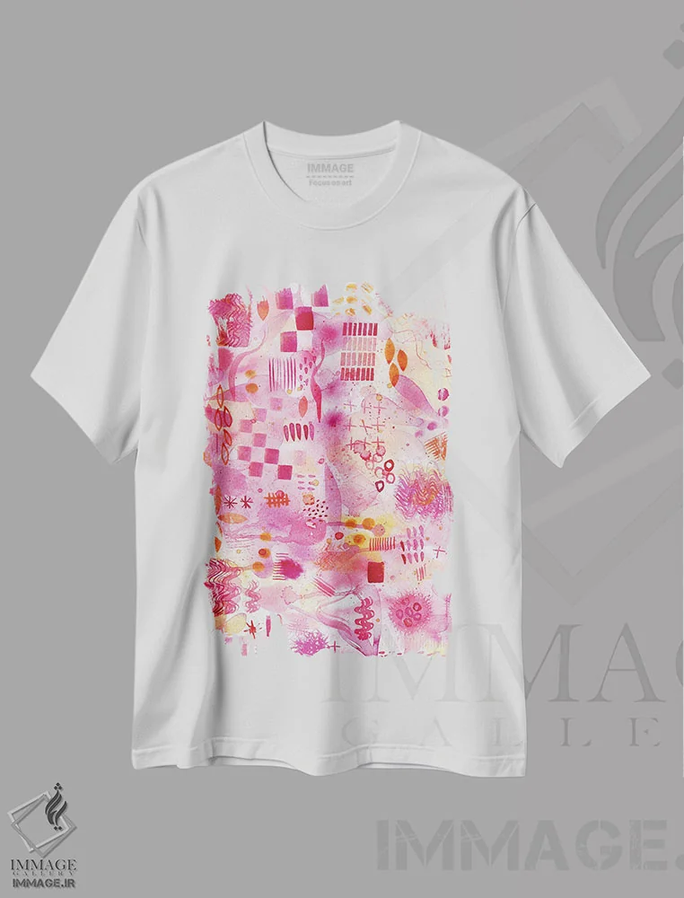 تیشرت سفید طرح دار رویای شیرین، آبستره اثر نیک اسکویرل | فروشگاه ایماژ