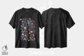 تیشرت مشکی طرح دار گل های تابستانی تیره، هنر دیجیتال اثر نیک اسکویرل | فروشگاه ایماژ