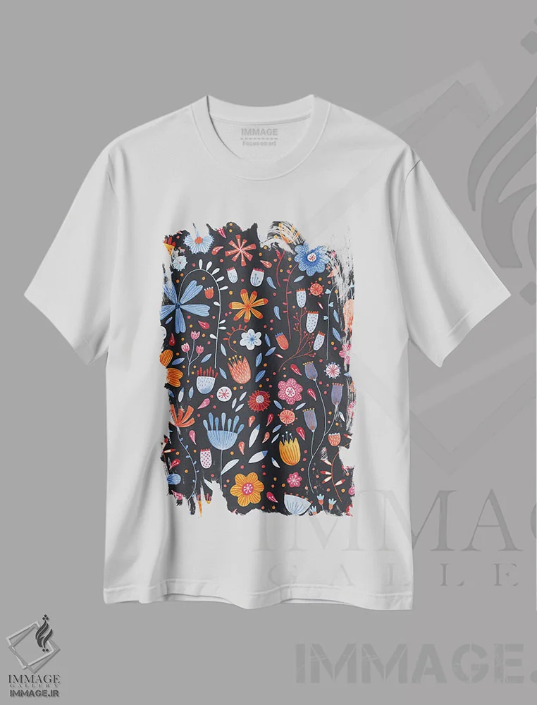 تیشرت سفید طرح دار چمنزار انگلیسی تیره، هنر دیجیتال اثر نیک اسکویرل | فروشگاه ایماژ
