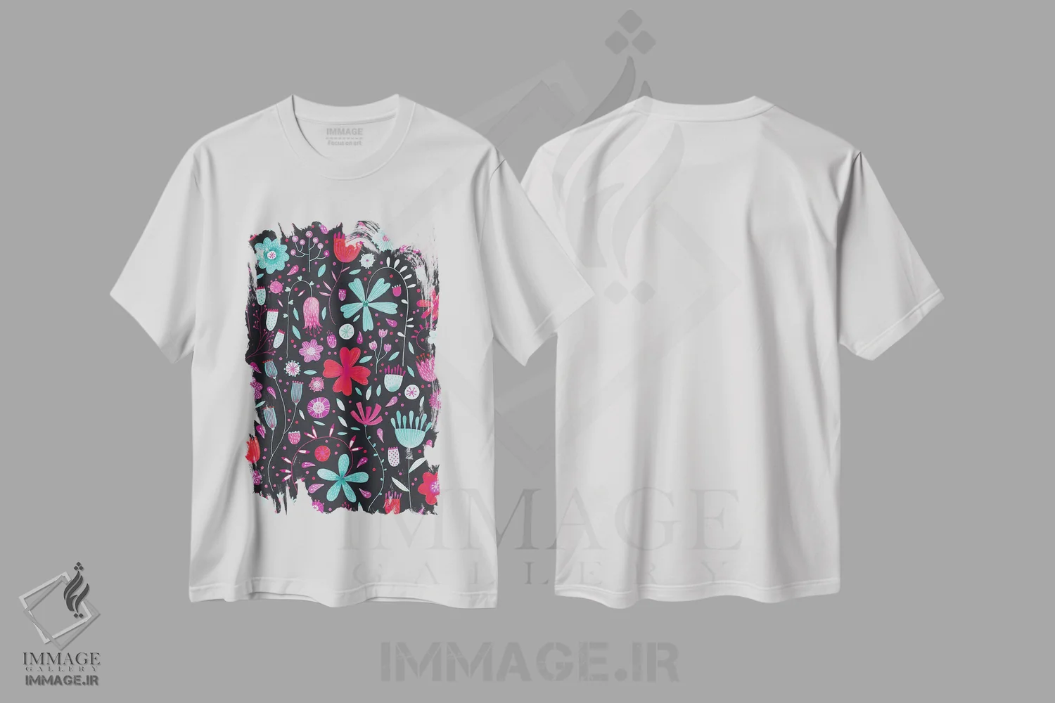 تیشرت سفید طرح دار چمنزار انگلیسی فیروزه ای تیره، هنر دیجیتال اثر نیک اسکویرل | immage.ir