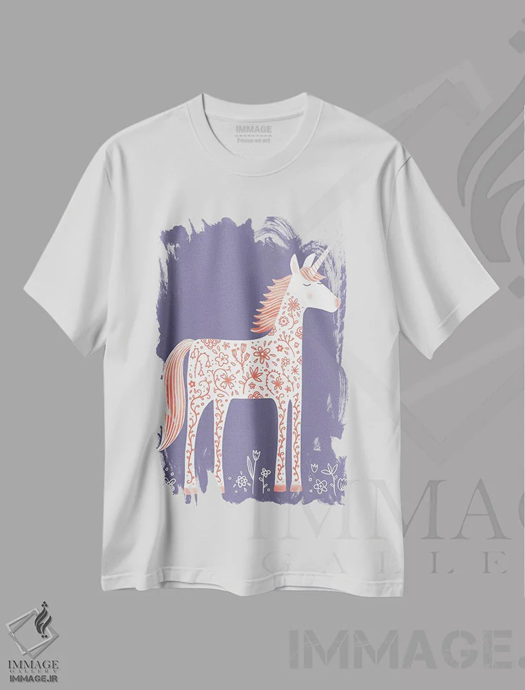 تیشرت سفید طرح دار تک شاخ، هنر دیجیتال اثر نیک اسکویرل | فروشگاه ایماژ