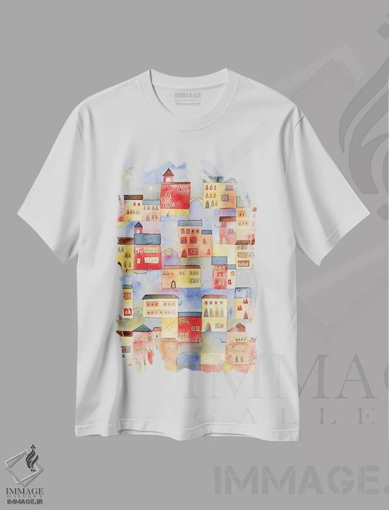 تیشرت سفید طرح دار ونیز، دکور معاصر اثر نیک اسکویرل | immage.ir