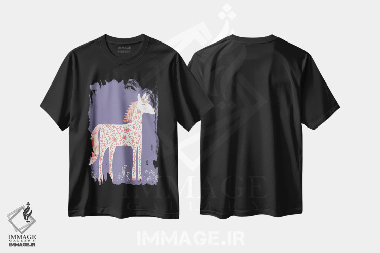 تیشرت مشکی طرح دار تک شاخ، هنر دیجیتال اثر نیک اسکویرل | immage.ir