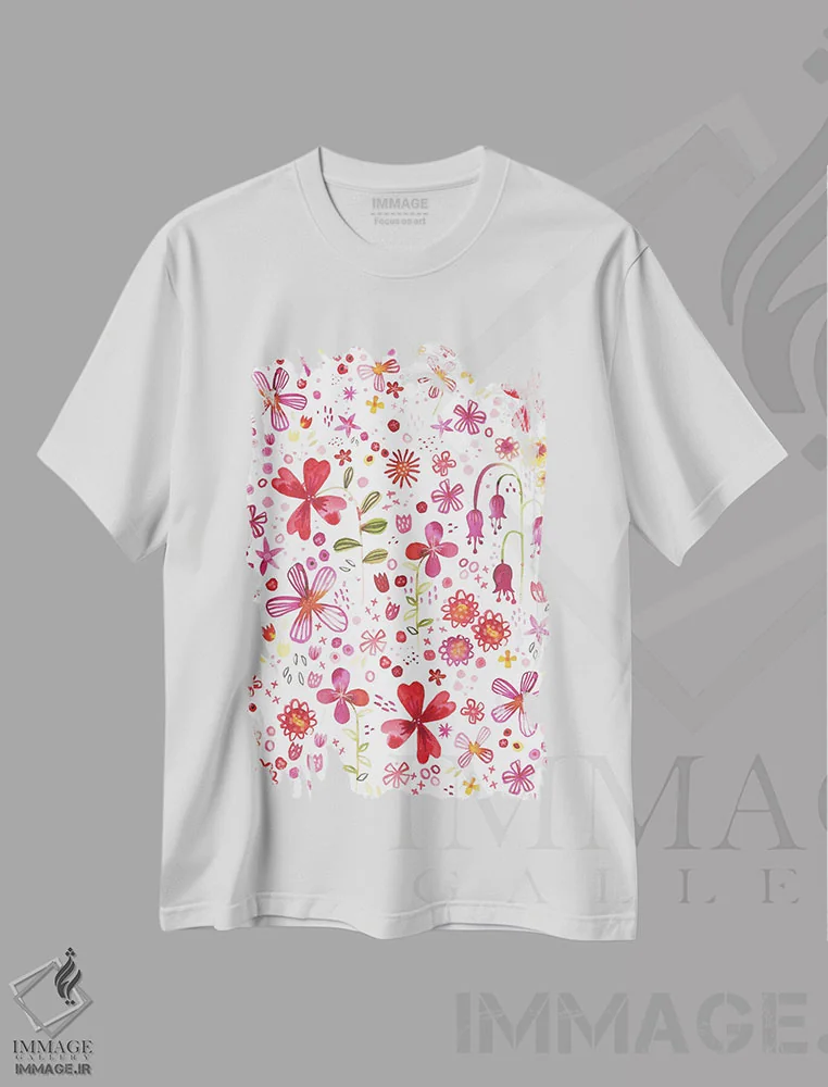 تیشرت سفید طرح دار باغ پر از علف های هرز، دکور معاصر اثر نیک اسکویرل | immage.ir