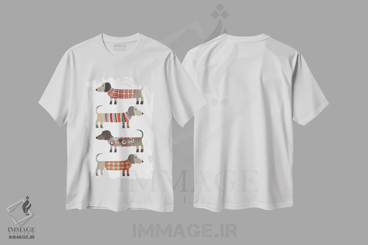 تیشرت سفید طرح دار سگ های سوسیس شکل با ژاکت، تزئینی اثر نیک اسکویرل | فروشگاه ایماژ