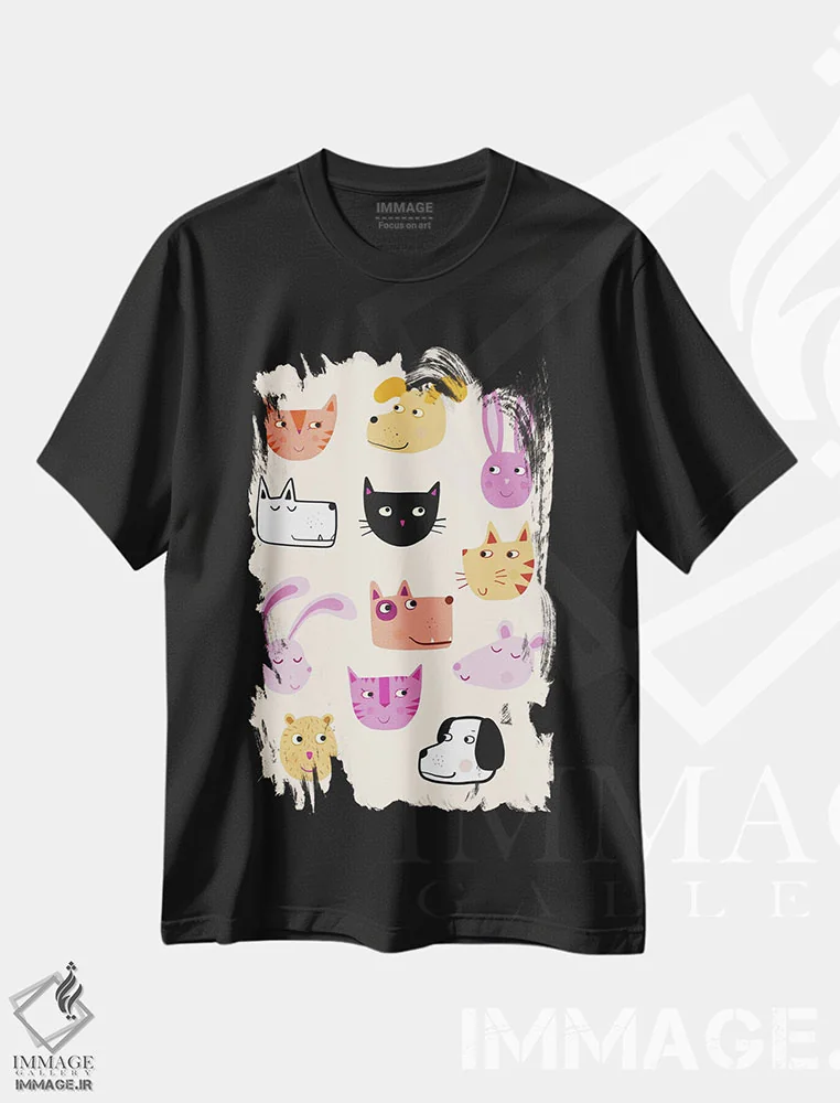 تیشرت مشکی طرح دار همه حیوانات خانگی، تزئینی اثر نیک اسکویرل | immage.ir