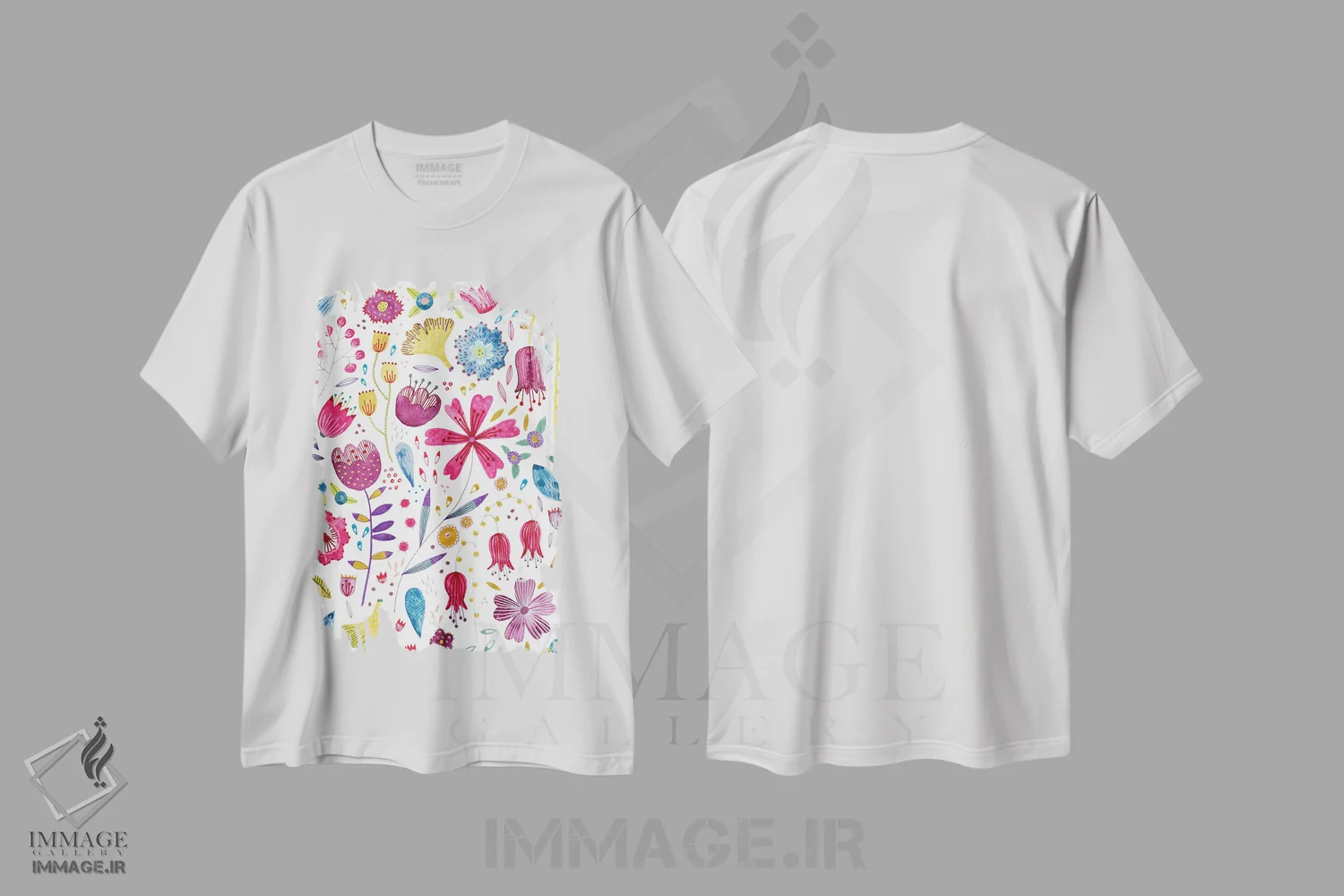 تیشرت سفید طرح دار پرچین پاییزی، هنر دیجیتال اثر نیک اسکویرل | فروشگاه ایماژ