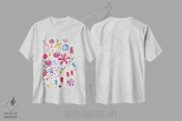 تیشرت سفید طرح دار پرچین پاییزی، هنر دیجیتال اثر نیک اسکویرل | فروشگاه ایماژ