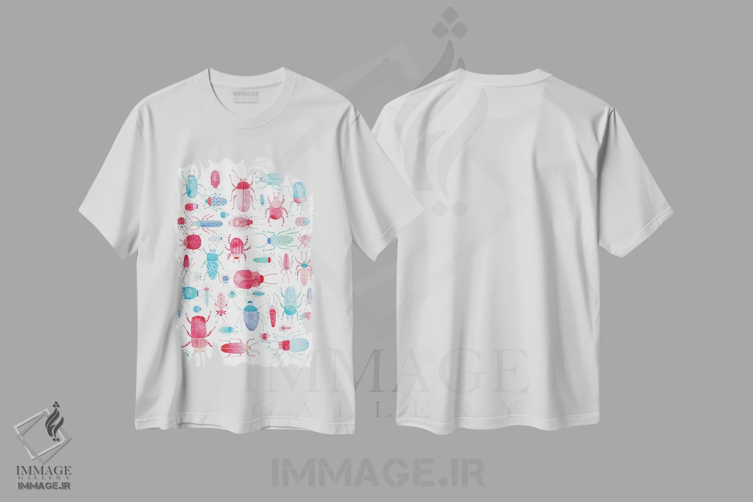 تیشرت سفید طرح دار سوسک ها، هنر دیجیتال اثر نیک اسکویرل | فروشگاه ایماژ