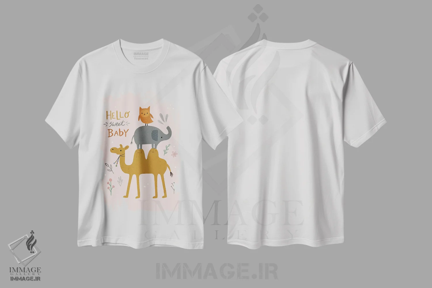 تیشرت سفید طرح دار مجموعه حیوانات نوزاد ۵، تزئینی اثر نینا سوِن | فروشگاه ایماژ
