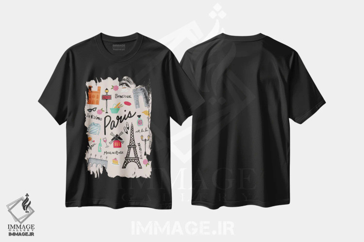 تیشرت مشکی طرح دار عشق شهری ۲، تزئینی اثر نینا سوِن | فروشگاه ایماژ