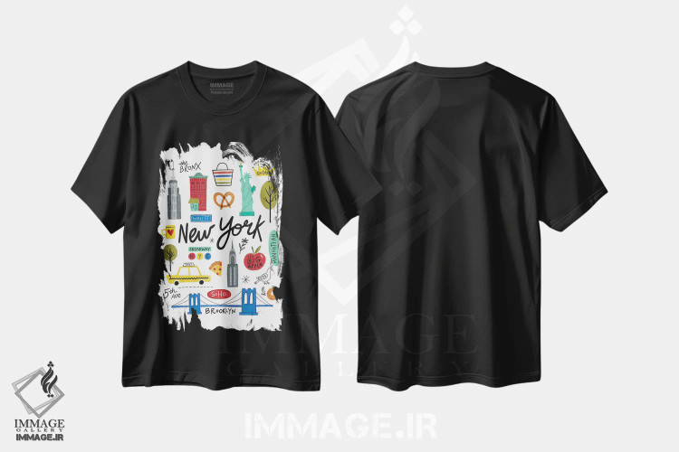 تیشرت مشکی طرح دار عشق شهری ۱، تزئینی اثر نینا سوِن | immage.ir