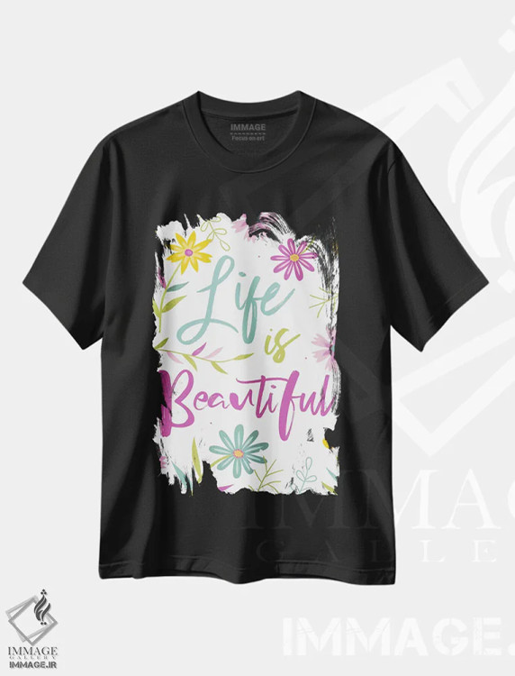 تیشرت مشکی طرح دار خودت باش ۲، تایپوگرافی اثر نینا سوِن | فروشگاه ایماژ