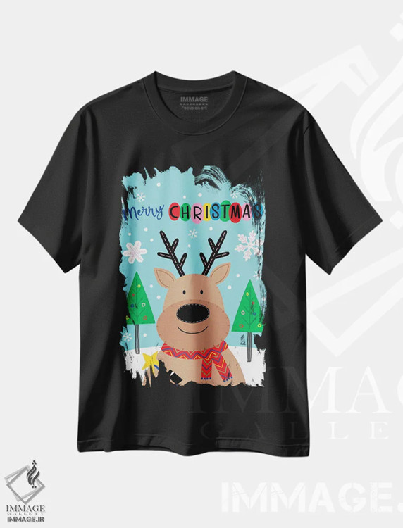 تیشرت مشکی طرح دار کریسمس مبارک، حیوانات کریسمسی اثر نینا سوِن | فروشگاه ایماژ