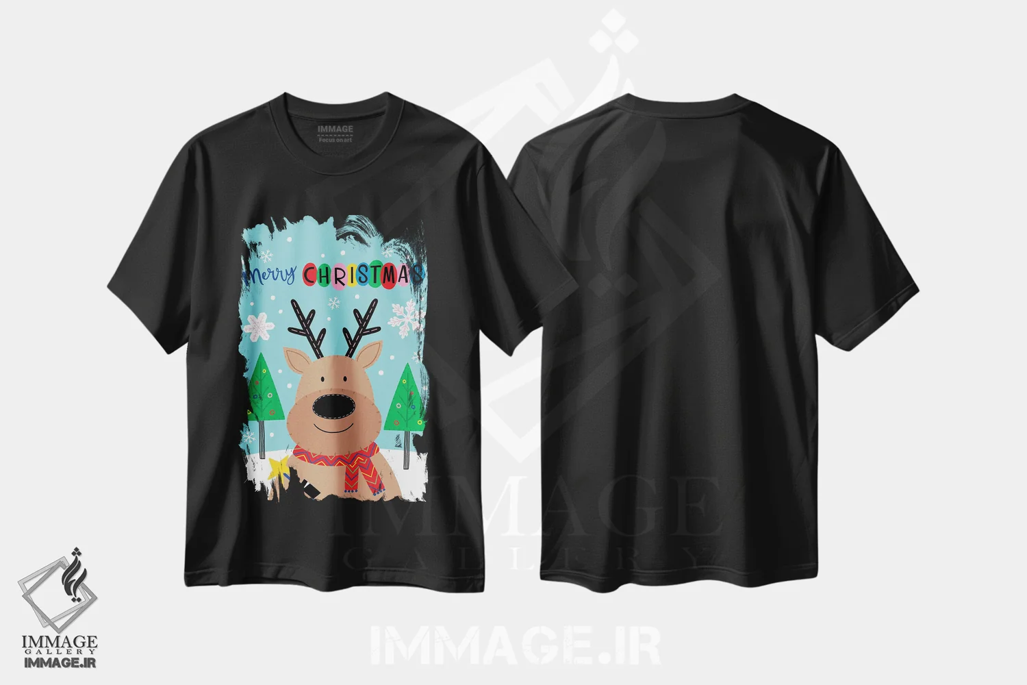 تیشرت مشکی طرح دار کریسمس مبارک، حیوانات کریسمسی اثر نینا سوِن | فروشگاه ایماژ