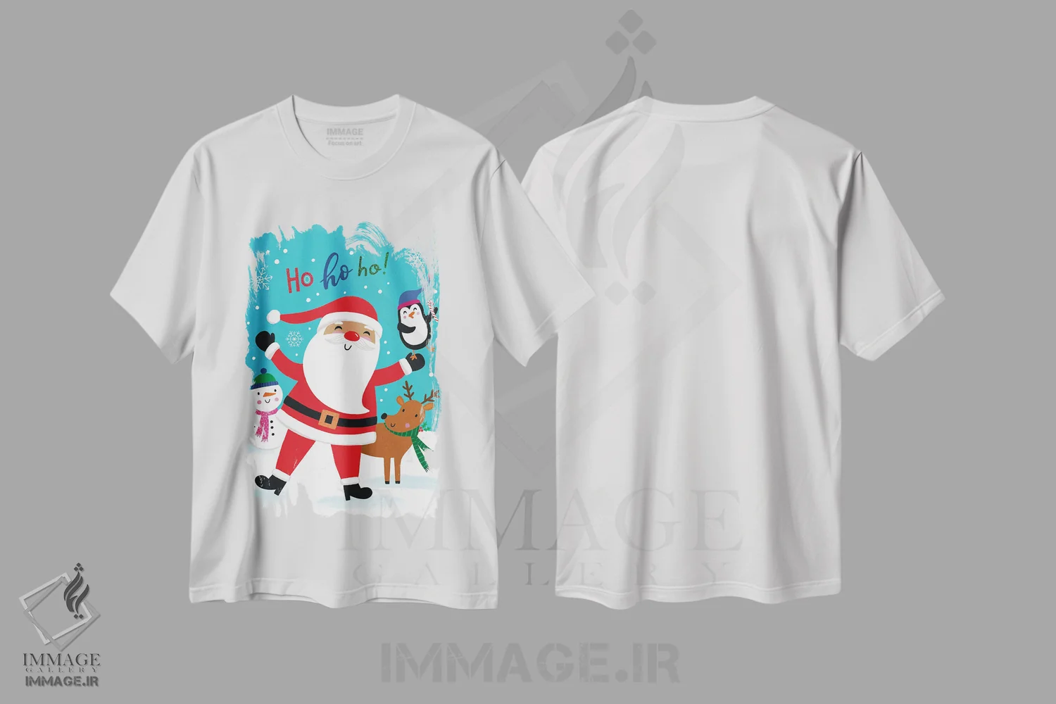 تیشرت سفید طرح دار هو هو هو، تابلو و عبار ت های کریسمسی اثر نینا سوِن | فروشگاه ایماژ