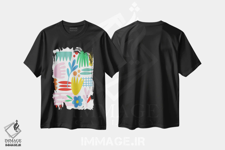 تیشرت مشکی طرح دار رویاهای آبستره، آبستره اثر نینا سوِن | immage.ir