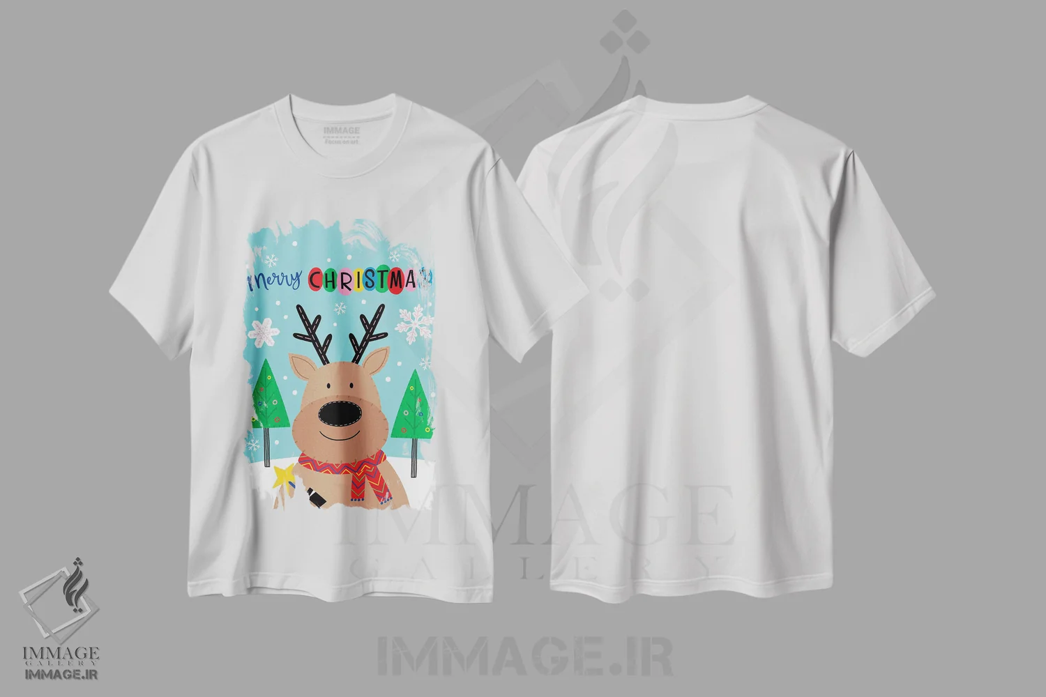 تیشرت سفید طرح دار کریسمس مبارک، حیوانات کریسمسی اثر نینا سوِن | immage.ir