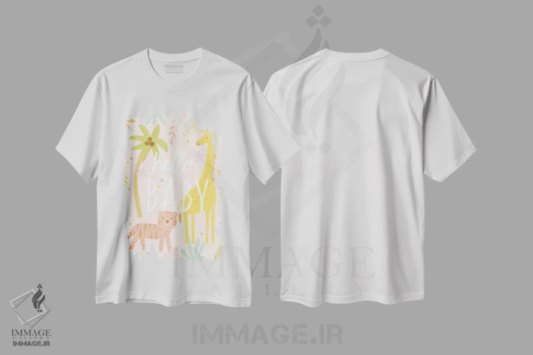 تیشرت سفید طرح دار سافاری کودکانه نرم ۱، تزئینی اثر نینا سوِن | immage.ir