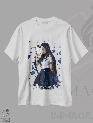 تیشرت سفید طرح دار پشت نقاب، دکوراسیون جایگزین اثر ناتالی شو | فروشگاه ایماژ