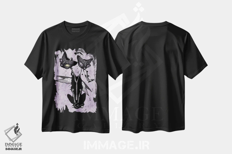 تیشرت مشکی طرح دار سیامی، دکوراسیون جایگزین اثر ناتالی شو | فروشگاه ایماژ
