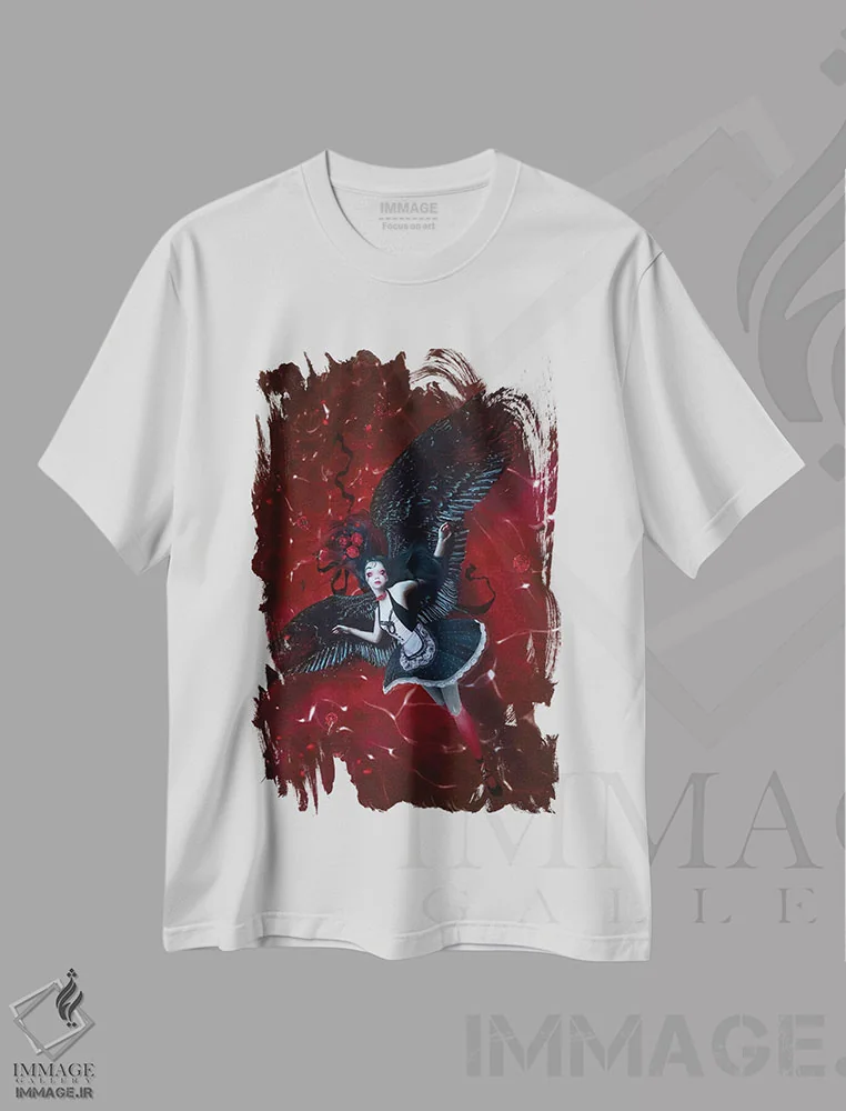 تیشرت سفید طرح دار هنگام سقوط فرشتگان، دکوراسیون جایگزین اثر ناتالی شو | immage.ir
