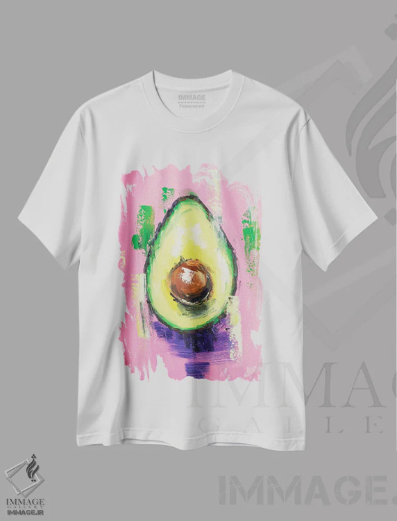 تیشرت سفید طرح دار آووکادو، مدیوم اثر ناتالی مک | فروشگاه ایماژ