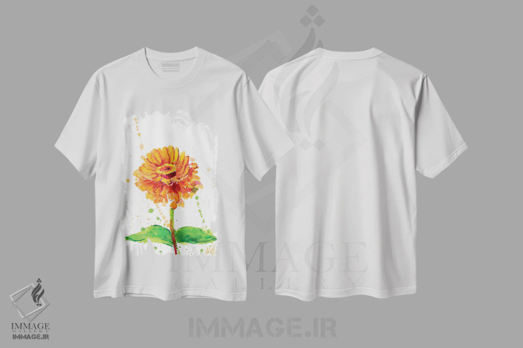 تیشرت سفید طرح دار زینیا نارنجی، دکور معاصر اثر ناتالی مک | immage.ir