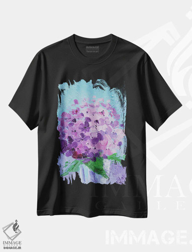 تیشرت مشکی طرح دار هورتانسیا یاسی، دکور معاصر اثر ناتالی مک | فروشگاه ایماژ