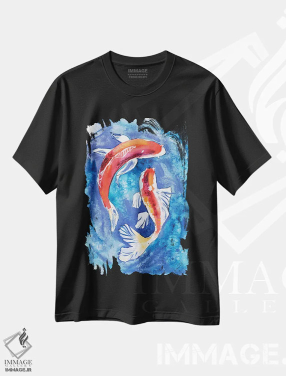 تیشرت مشکی طرح دار ماهی کوی II، دکور معاصر اثر ناتالی مک | فروشگاه ایماژ