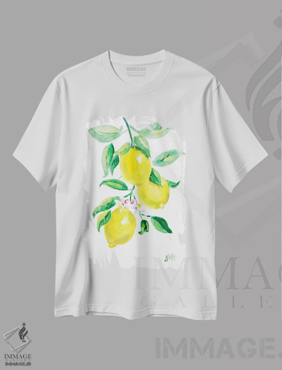 تیشرت سفید طرح دار شاخه لیمو، دکور معاصر اثر ناتالی مک | immage.ir