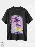 تیشرت مشکی طرح دار درختان نخل، دکور ساحلی اثر ناتالی مک | immage.ir