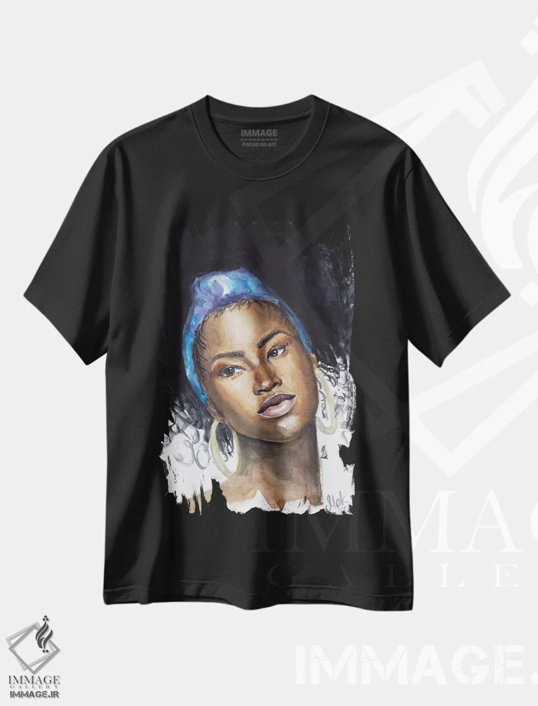 تیشرت مشکی طرح دار زن آفریقایی-آمریکایی II، هنر آمریکایی آفریقایی تبار اثر ناتالی مک | immage.ir